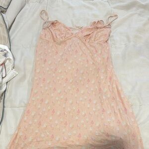 Women's Peach Pink Sleeveless Sleep Chemise